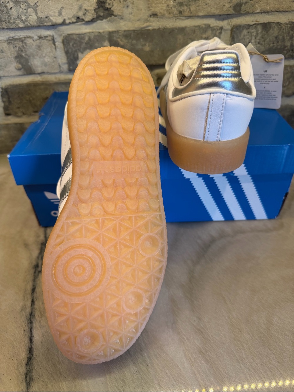 adidas Samba Platform Sneakers in White with Silver Accents - Picture 5 of 6